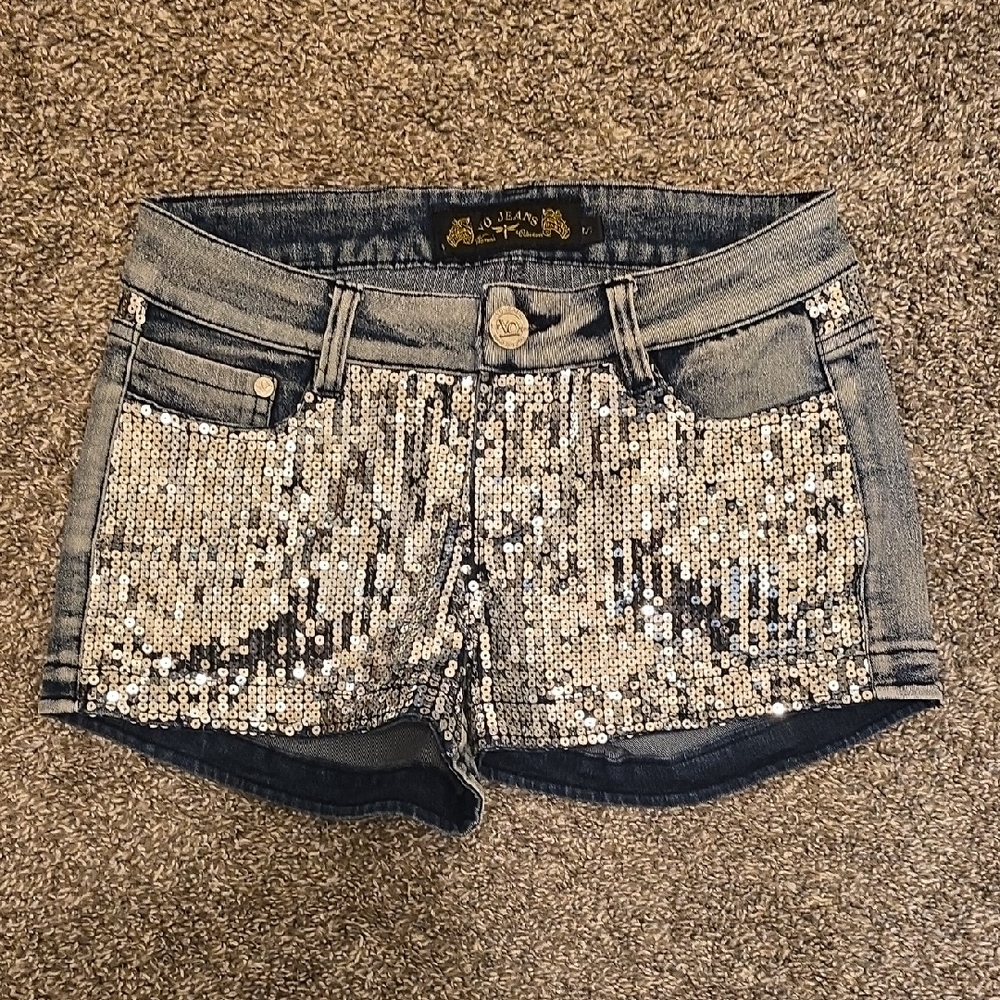 Sequin Embellished Jean Shorts